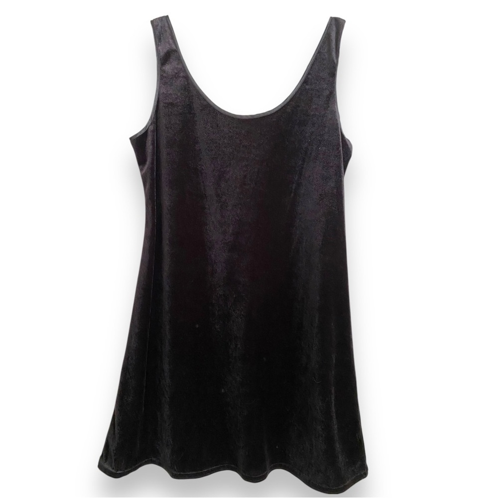 Gillian & O’Maley Black Velvet Tank Slip Low U Back Mini Y2K Dark Romantic Dress